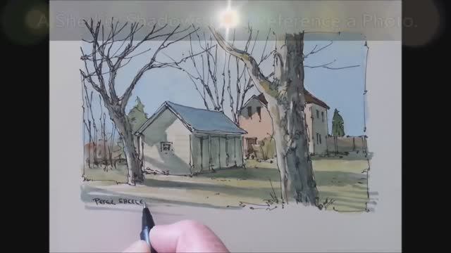 How to paint from a reference photo. Line and wash watercolor. Peter Sheeler смотреть онлайн