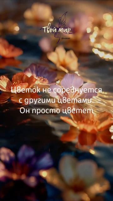 Цветок не соревнуется
с другими цветами.
Он просто цветет
🌺🌺🌺🌺🌺🌺