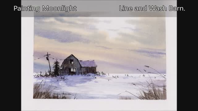 Painting moonlight winter shadows and dramatic skies. Line and wash watercolor. Peter Sheeler смотреть онлайн