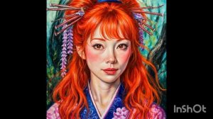 ПОРТРЕТ ЯПОНСКОЙ НЕЗНАКОМКИ карандаши, нейросеть