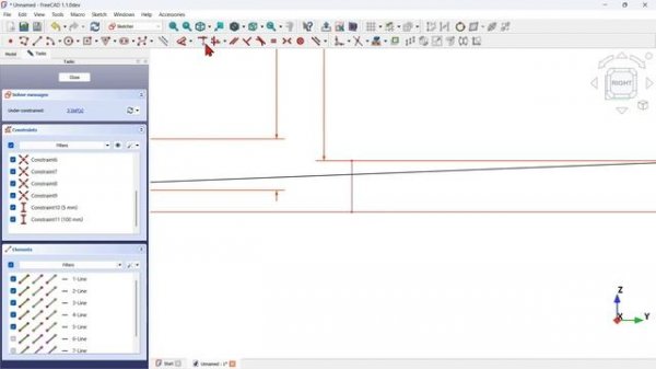 FreeCAD 1.1 3D моделирование PartDesign Sketcher упражнение по созданию простой модели