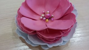 Цветок из фоамирана с бусинами. МК цветок своими руками