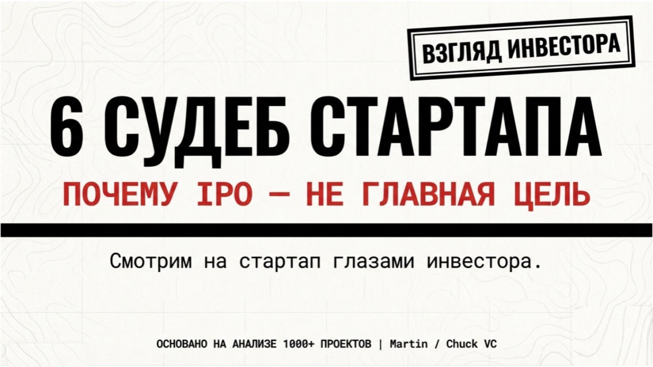 Шесть судеб стартапа: почему IPO - не главная цель | Взгляд инвестора
