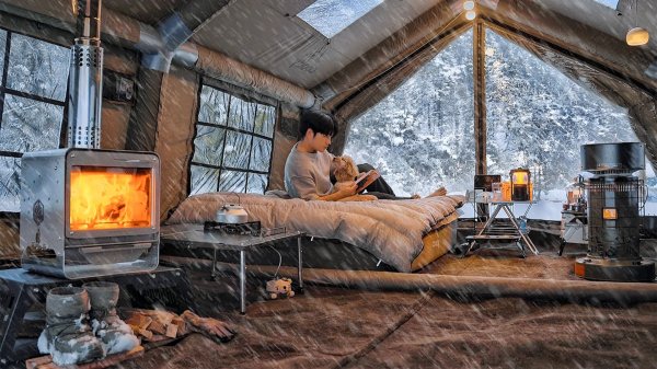 RYU Camp - Camping in Heavy Snow with My-Dog