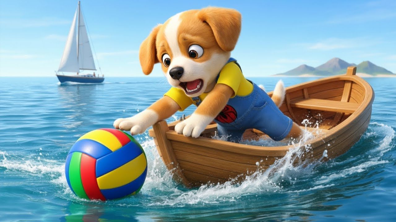 Щенок, на которого напала акула, пока он спасал мяч 🦈😱 Отважное спасение дельфина 🐬🐶 смотреть онлайн