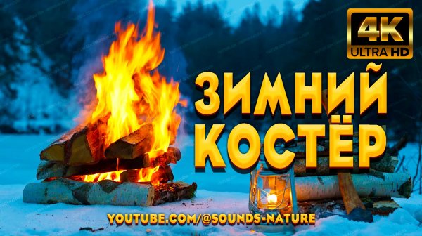 4K 📺 Настоящий Зимний Костер У Озера ❄️🔥Отдых На Природе🔥Звуки Костра ASMR Для Медитации И Сна🔥