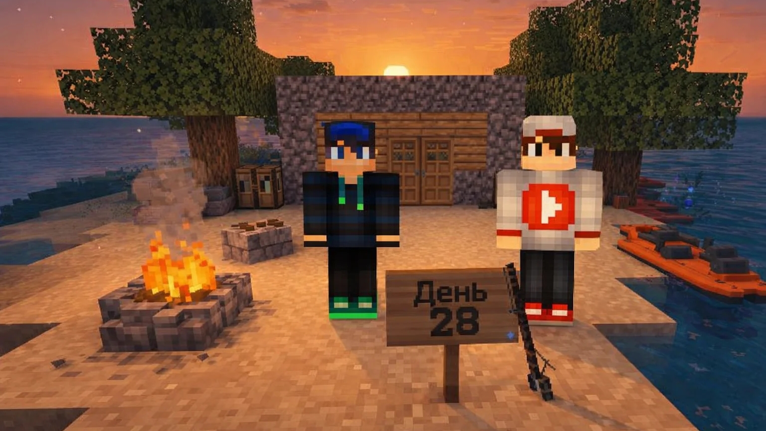 Выжывание на острове 28 дней с Лисёнком день-9 в Майнкрафт {Белчёнок}