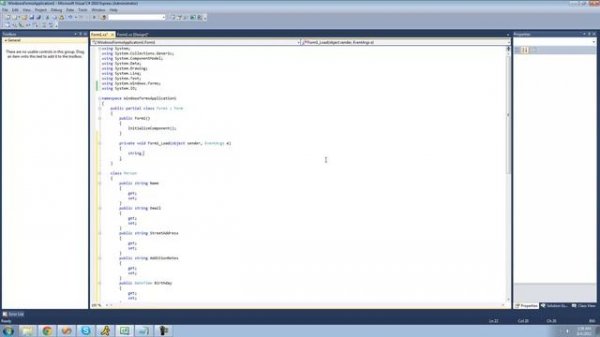 C# Beginners Tutorial - 170 - Project 4 Address Book, Making Class and Files