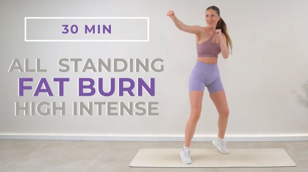 30-минутная кардио тренировка дома в стиле кикбоксинг | Жиросжигающая домашняя тренировка