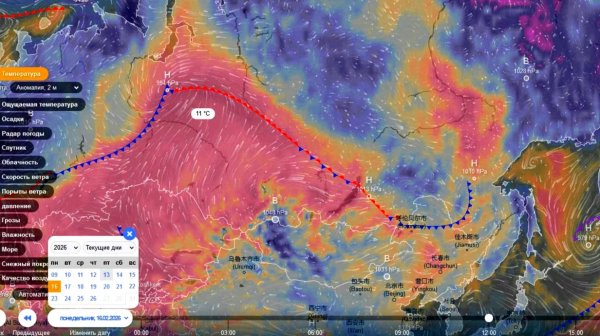 С 14 по 17 февраля в Сибирь продолжит поступать очень теплый воздух из Центральной Азии. Прогноз