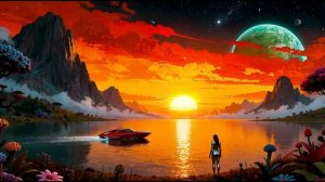 Научно-фантастический пейзаж с атмосферной музыкой для медитации и релаксации.