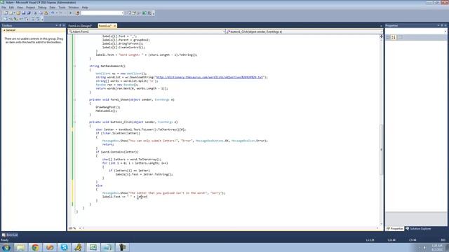 C# Beginners Tutorial - 163 - Project 3 Hang Man, Submitting Wrong Letter смотреть онлайн
