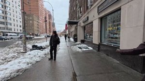 СНЕГОПАД В НЬЮ ЙОРКЕ Атмосфера заснеженных улиц города