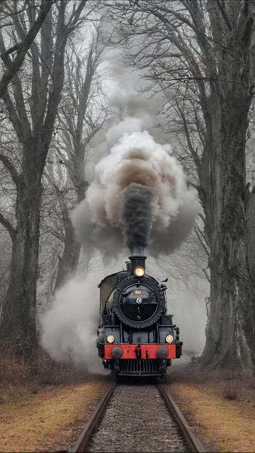 Волшебный паровоз в туманном лесу #паровоз #туман #природа