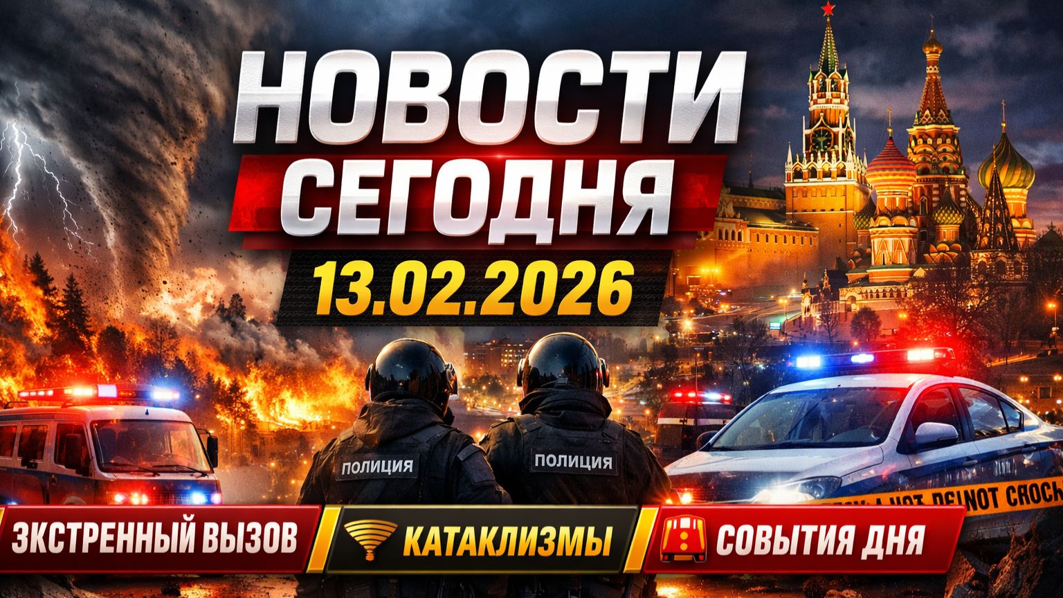 🔥 Новости Сегодня 13.02.2026 — Москва и регионы России. Экстренный вызов. Катаклизмы. события дня. смотреть онлайн