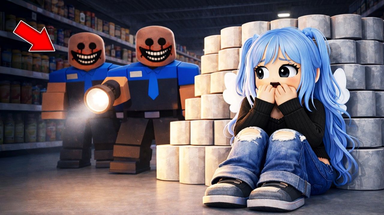 Я ОСТАЛАСЬ НА НОЧЬ В САМОМ СТРАШНОМ СУПЕРМАРКЕТЕ РОБЛОКС ! смотреть онлайн