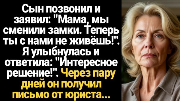ИСТОРИИ ИЗ ЖИЗНИ/Мама, мы сменили замки, теперь ты с нами не живёшь!- заявил мне сын