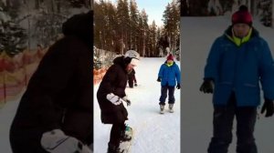 Девчонки первый раз  на сноуборте.....
