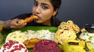 🔥🍲 Мукбанг и Mukbang : ЮЖНОИНДИЙСКОЕ РИСОВОЕ ЗАСТОЛЬЕ! 🍋 Лимонный рис, самбар, райта, томатный