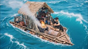 20 дней на постройку плота из мусора и укрытия на океане с собакой / Ловля и готовка морепродуктов