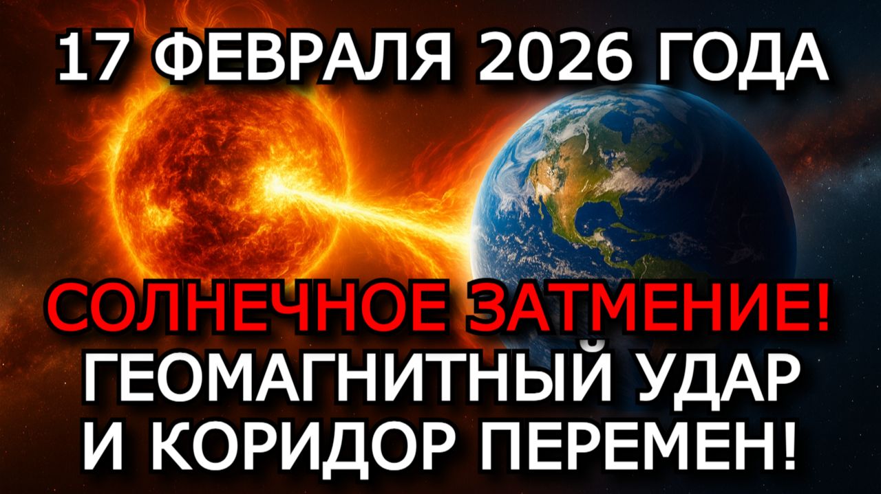 МАГНИТНЫЕ БУРИ 17 ФЕВРАЛЯ 2026 — МОЩНЫЙ ШТОРМ K6–K8 И СОЛНЕЧНОЕ ЗАТМЕНИЕ, НОВЫЙ ЦИКЛ ПЕРЕМЕН