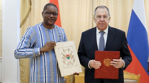 Министр МИД С.В.Лавров с Министром иностранных дел Буркина-Фасо К.Траоре, Москва, 12 февраля 2026