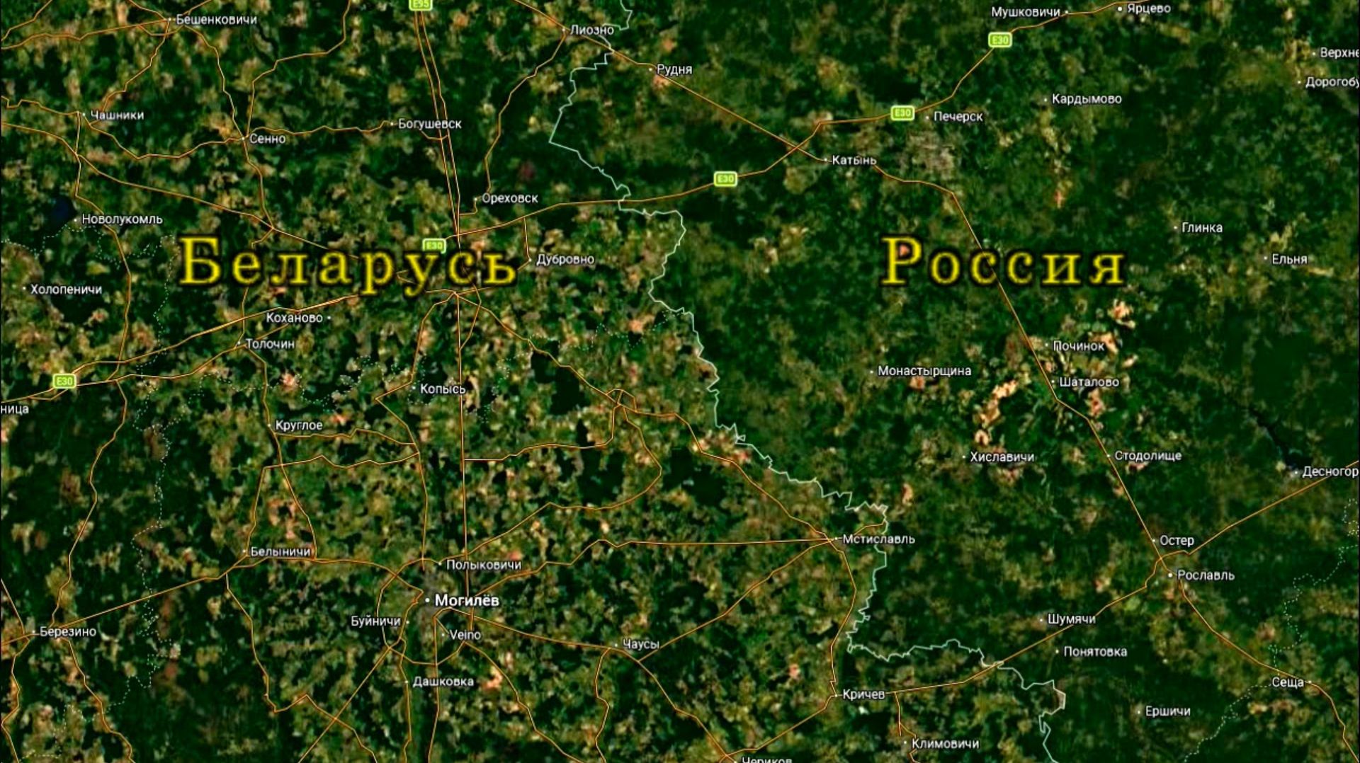 Беларусь и Россия. Вид со спутника смотреть онлайн