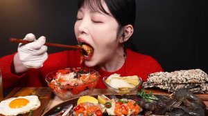 🔥🍲 Мукбанг и Mukbang :🦀 КОРОЛЕВСКИЙ КРАБ В СОЕВОМ СОУСЕ, РАЙС-БОУЛА С ЛЕТУЧЕЙ РЫБОЙ, КРЕВЕТКИ