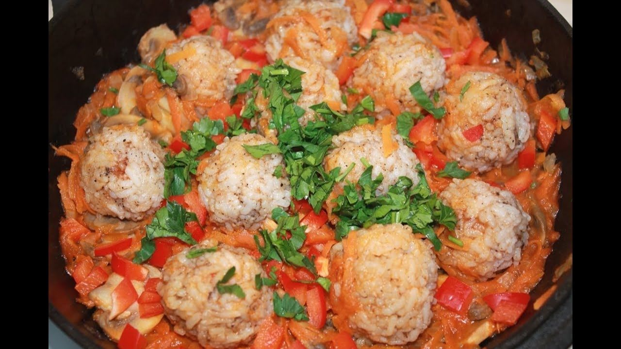 Рисовые Шарики с Овощами. Постное блюдо из риса и овощей смотреть онлайн