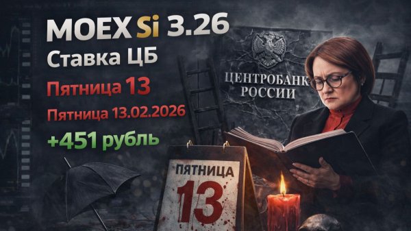 Скальпинг MOEX Si 3.26 – Ставка ЦБ | +451 рубль | Пятница 13.02.2026