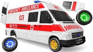 Белая машина скорой помощи! Игрушечные машинки для улицы. Футбольный мяч с 4-цветными шинами.