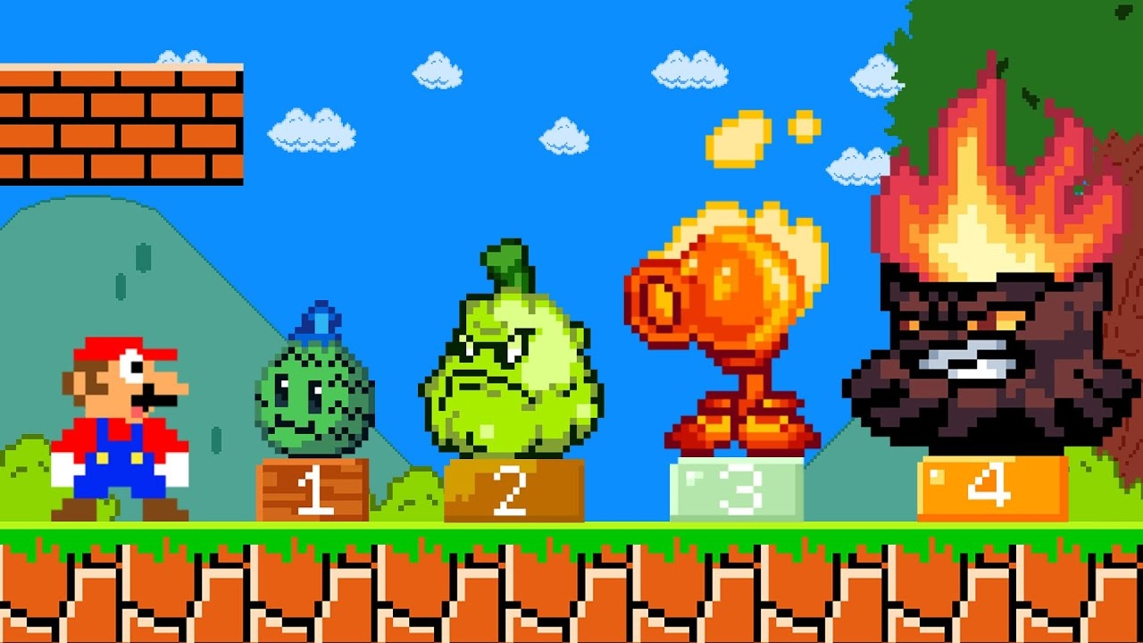 ☘️Марио решил использовать растения из игры Plants vs. Zombies чтобы победить Боузера! смотреть онлайн