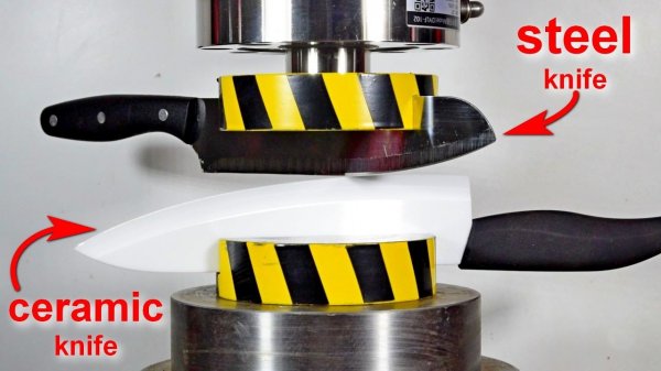 HYDRAULIC PRESS TESTING KNIVES