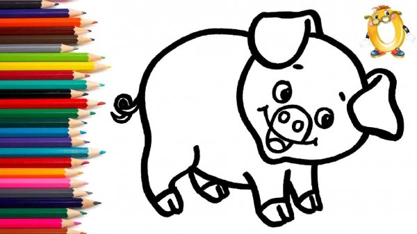 Мультик - раскраска для детей СВИНКА. Учимся как рисовать ХРЮШКУ// ОБУЧАШКА ТВ