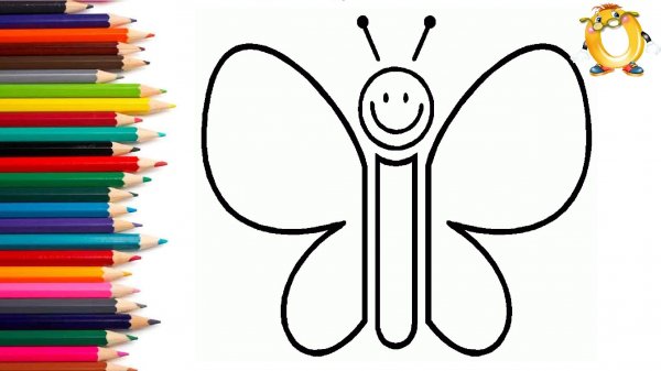 Мультик - раскраска для детей БАБОЧКА. Учимся как рисовать БАБОЧКУ вместе с детьми // ОБУЧАШКА ТВ