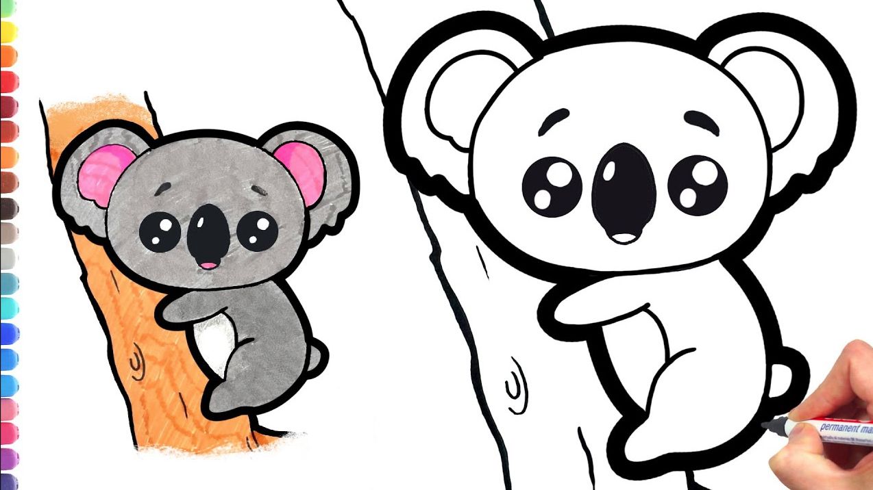 Как нарисовать коалу. Простой рисунок КОАЛЫ. смотреть онлайн