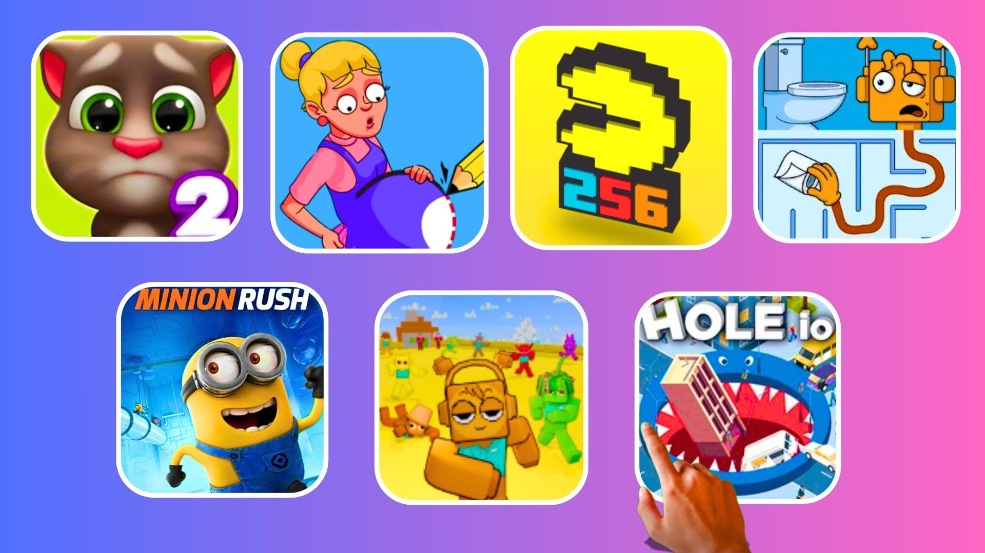 🌈SPRUNKI & My Tom 2 & PAC-MAN & Draw puzzle & Minion Rush & Hole.io смотреть онлайн