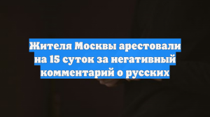 Жителя Москвы арестовали на 15 суток за негативный комментарий о русских