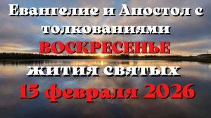 Евангелие дня 15 ФЕВРАЛЯ 2026 с толкованием.  Апостол дня.  Жития Святых.