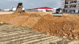 Wonderful New Project Huge Size! Landfill by Expert Bulldozer SHANTUI, 25ton Team Dump Truck Unload