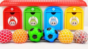 Мультики для детей и малышей. Забавная игра с антистрессами помещаем в боксы с лабубу по цветам