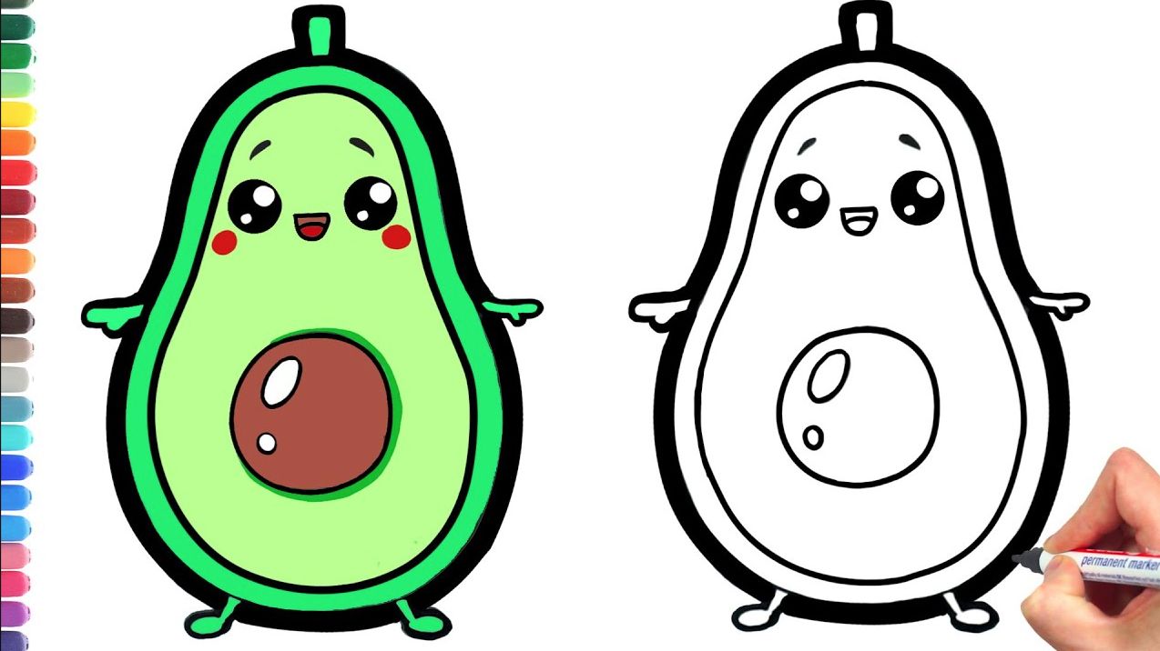 Как просто нарисовать авокадо. Простой рисунок и раскраска АВОКАДО. смотреть онлайн
