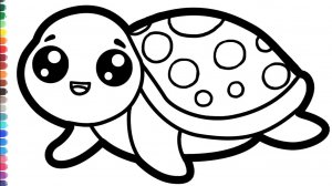 Как нарисовать милую черепаху. Простой рисунок и раскраска черепашки для детей..