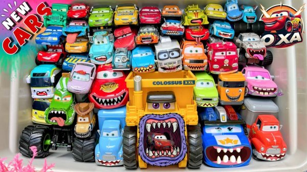 МУЛЬТИКИ ДЛЯ ДЕТЕЙ ИГРУШКИ ТАЧКИ НА СТОЛЕ МОЛНИЯ МАККУИН МЭТР ЧИК ХИКС САЛЛИ КРУЗ СИНИЙ ТРАКТОР