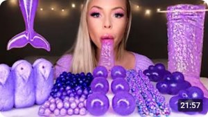 Самые популярные блюда для ASMR фиолетовое желе «Пищевое облако», желе из листов алоэ вера, желе