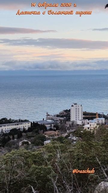 14 февраля 2026 г. Гаспра и Ласточка с высоты Солнечной тропы #ялта #ялта2026 #солнечнаятропа