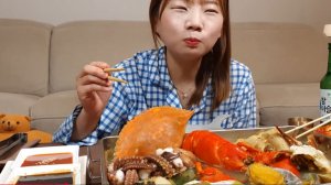 🔥🍲 Мукбанг и Mukbang : КОРОЛЕВСКОЕ РАГУ ИЗ МОРЕПРОДУКТОВ! 🦞 10 видов даров океана и лапша