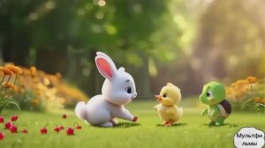 Мультфильмы. Черепашка нашла новых друзей. Мультфильм про зайчика утенка и черепашку.