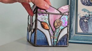 море подсвечник витраж тиффани с натуральными ракушками и аммонитами