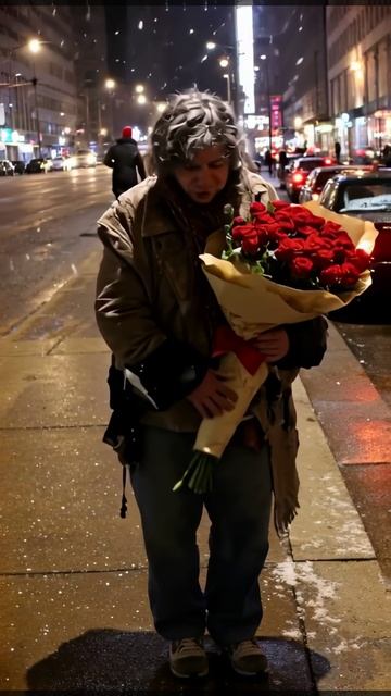 Бездомный дарит розы девушкам! Его слова тронули всех до слез ❤️🥀